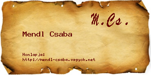 Mendl Csaba névjegykártya